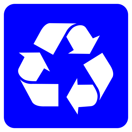 Recycling symbol white on blue.svg